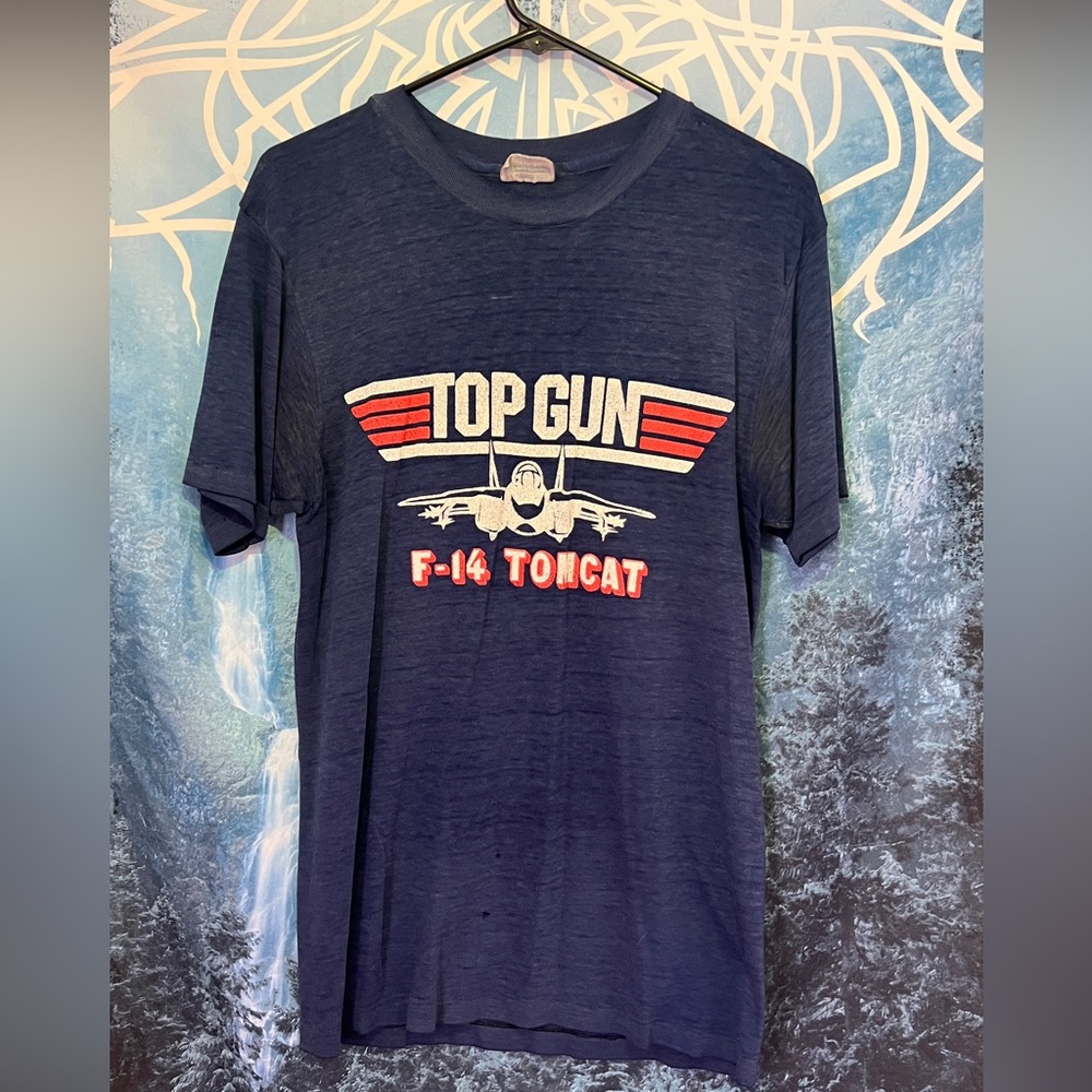Rare Vintage 1980’s Top Gun F-14 Tom Cat Shirt Hanes Fifty-Fifty Tom Cruise